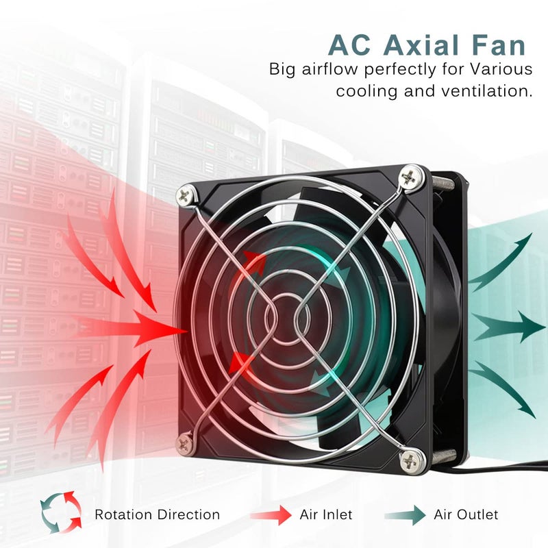 GDSTIME 230 V Fan 92 mm AC 92 x 25 mm 220 V Fan Dual Ball Bearing Axial Fan - Image 2