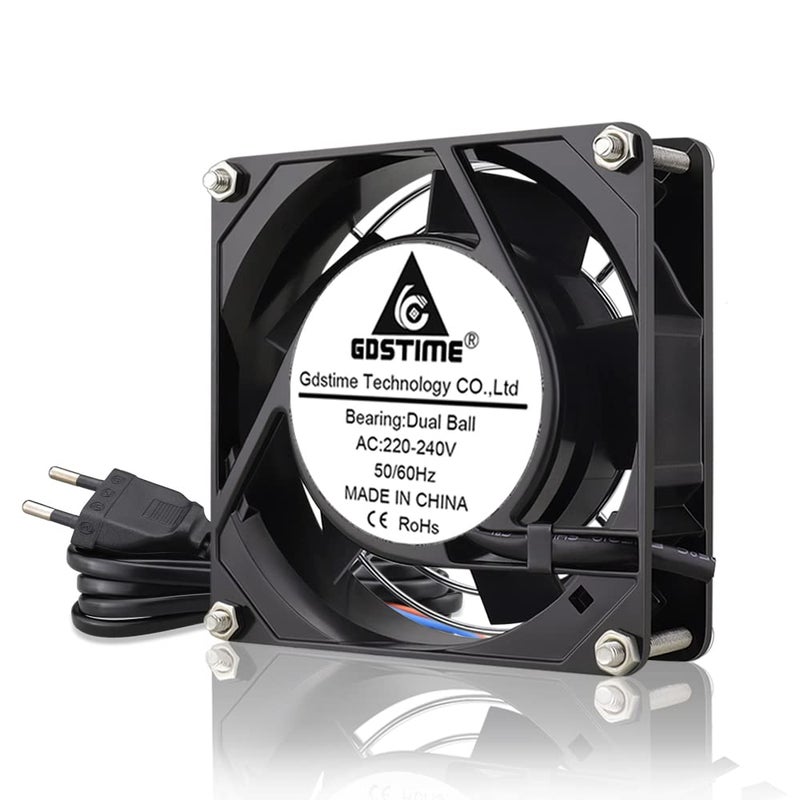 GDSTIME 230 V Fan 92 mm AC 92 x 25 mm 220 V Fan Dual Ball Bearing Axial Fan - Image 1