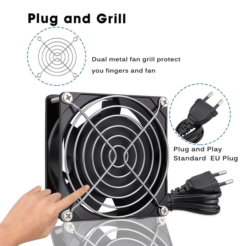 GDSTIME 230 V Fan 92 mm AC 92 x 25 mm 220 V Fan Dual Ball Bearing Axial Fan - Image 5