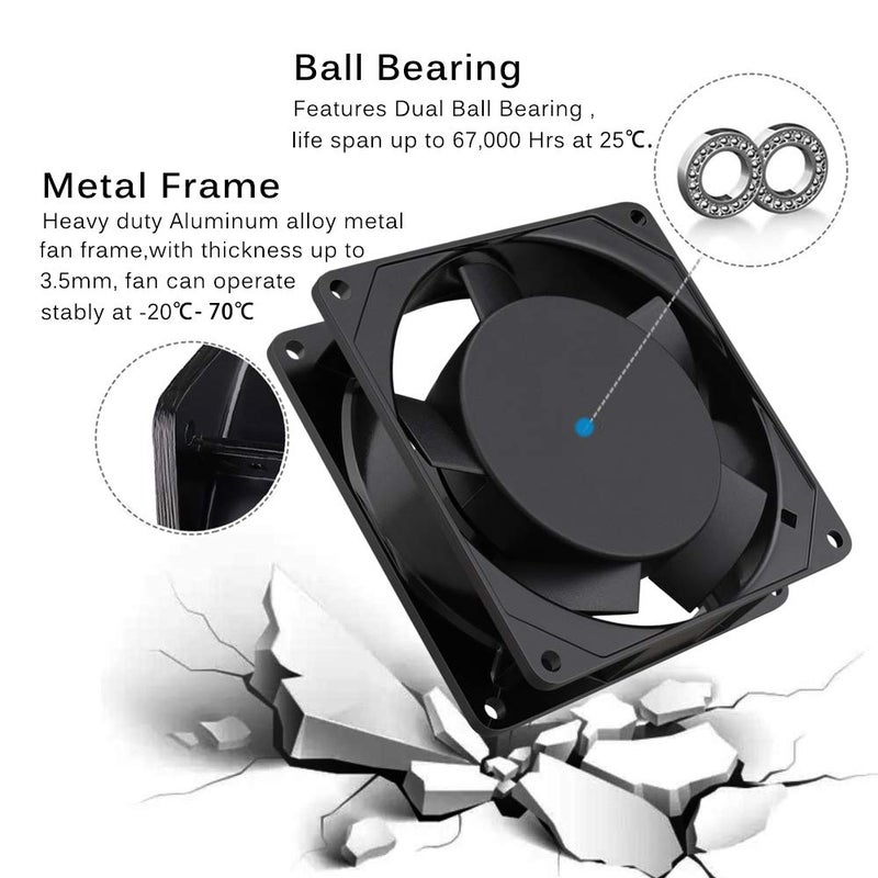 GDSTIME 230 V Fan 92 mm AC 92 x 25 mm 220 V Fan Dual Ball Bearing Axial Fan - Image 4
