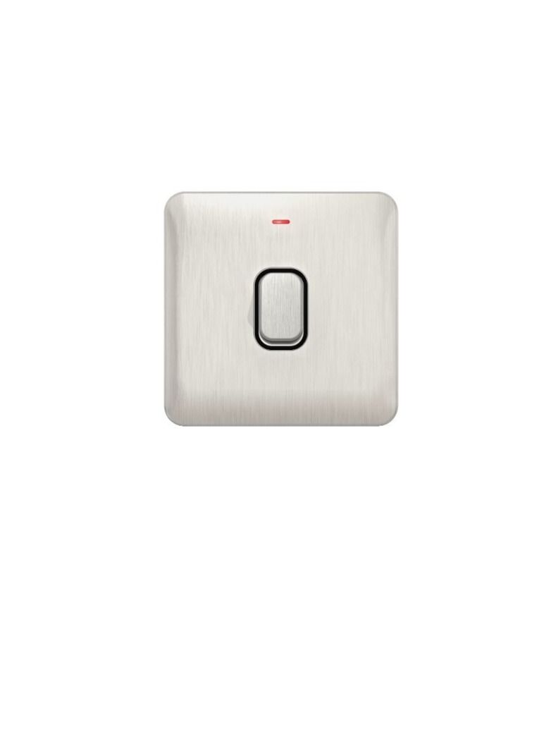 Schneider Electric GGBL2011BSSS Lisse Control Switch 1 Gang LED - 20AX DP Stainless Steel with Black Interior - Image 1