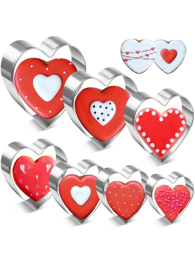 LifeisLuck Love Heart Cookie Cutters Set, 7 Sizes Heart Shaped Cookie Cutters Stainless Steel Biscuit Molds Fondant Cake Cookie Molds for Valentine's Day Anniversaries Birthday Holiday Gifts - Image 1
