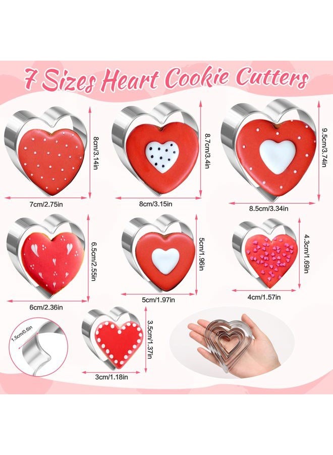 LifeisLuck Love Heart Cookie Cutters Set, 7 Sizes Heart Shaped Cookie Cutters Stainless Steel Biscuit Molds Fondant Cake Cookie Molds for Valentine's Day Anniversaries Birthday Holiday Gifts - Image 3