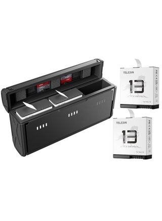 TELESIN Battery Charger for Gopro Hero 13, Triple Slot USB Fast Charging Case for Gopro Hero 13 with Type-C Cable, Battery Carrying Case, Fully Compatible with Original Gopro Hero13 (2 Endura Stamina Battery) - pzsku/ZC9F9C7AD6E19B2566F4BZ/45/1746628673/ad46bef8-e390-403f-b405-db9657420cc0