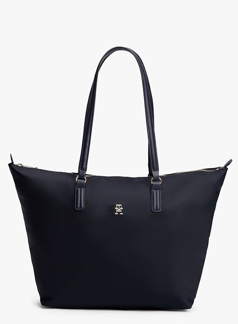 Tommy Hilfiger Plus Tommy Hilfiger Women's Dark Blue Tote Bags, Classic Fashion Versatile Signature Tape Large Capacity Shoulder Bag Handbag for Travel, Work, Gym,  - Image 2