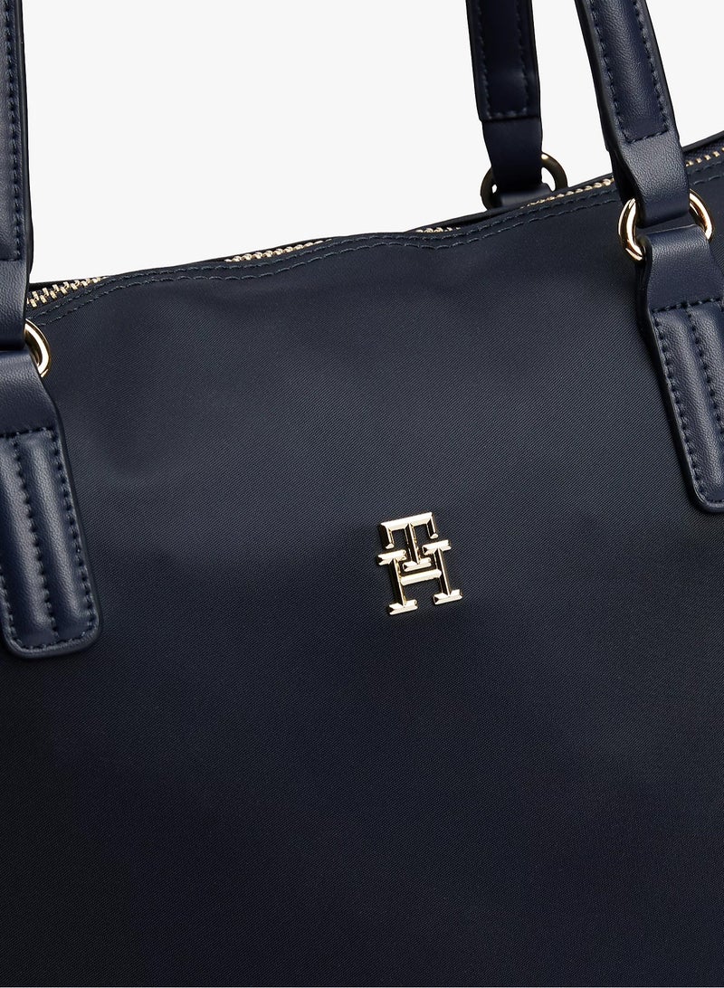 Tommy Hilfiger Plus Tommy Hilfiger Women's Dark Blue Tote Bags, Classic Fashion Versatile Signature Tape Large Capacity Shoulder Bag Handbag for Travel, Work, Gym,  - Image 3