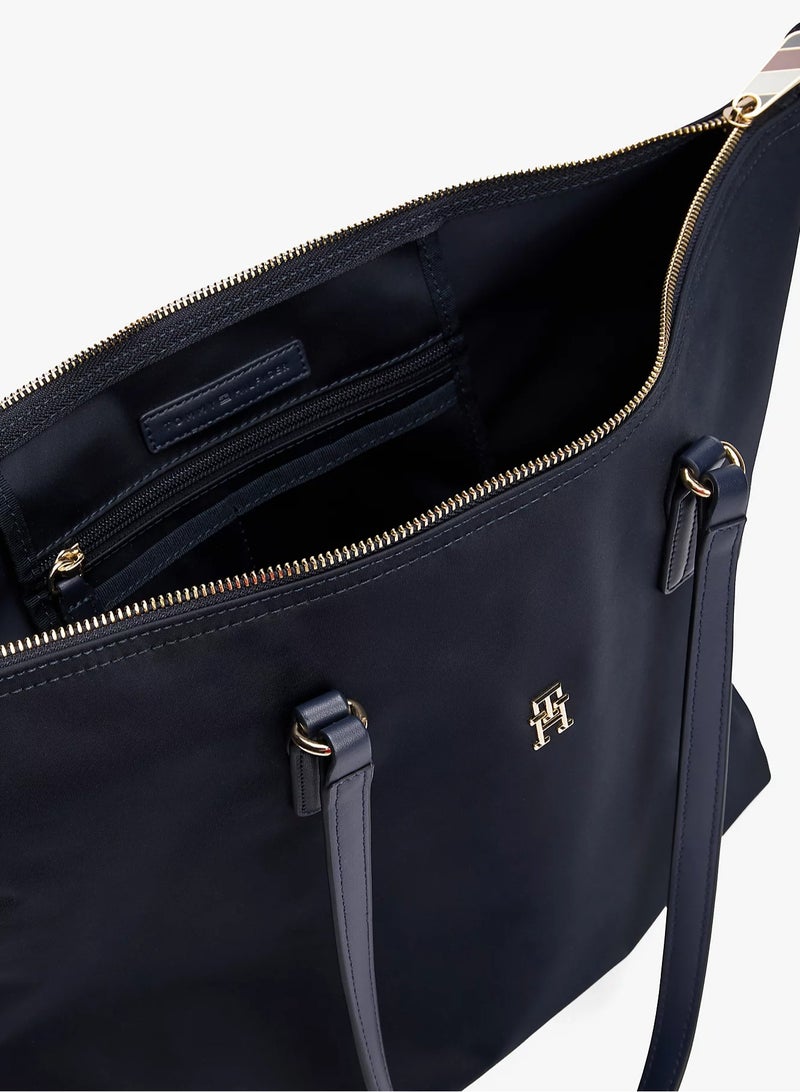 Tommy Hilfiger Plus Tommy Hilfiger Women's Dark Blue Tote Bags, Classic Fashion Versatile Signature Tape Large Capacity Shoulder Bag Handbag for Travel, Work, Gym,  - Image 4