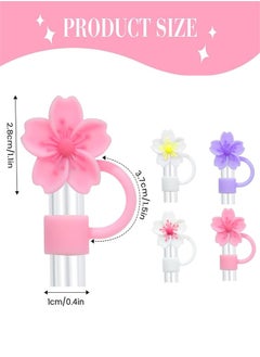 Generic Silicone Straw Covers Cap Compatible with Stanley 30&40 Oz Cup, 4pcs Cute Flower Straw Toppers for Tumblers, 10mm Dust-Proof Drinking Straw Caps for Reusable Straws Tips Lids  - Image 2