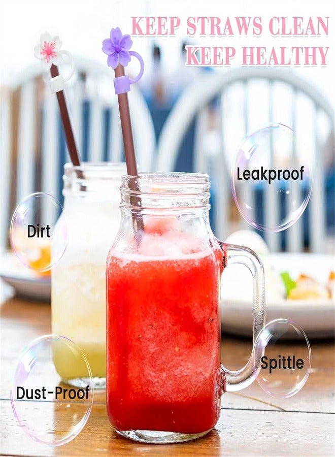 Silicone Straw Covers Cap Compatible with Stanley 30&40 Oz Cup, 4pcs Cute Flower Straw Toppers for Tumblers, 10mm Dust-Proof Drinking Straw Caps for Reusable Straws Tips Lids  - Image 5