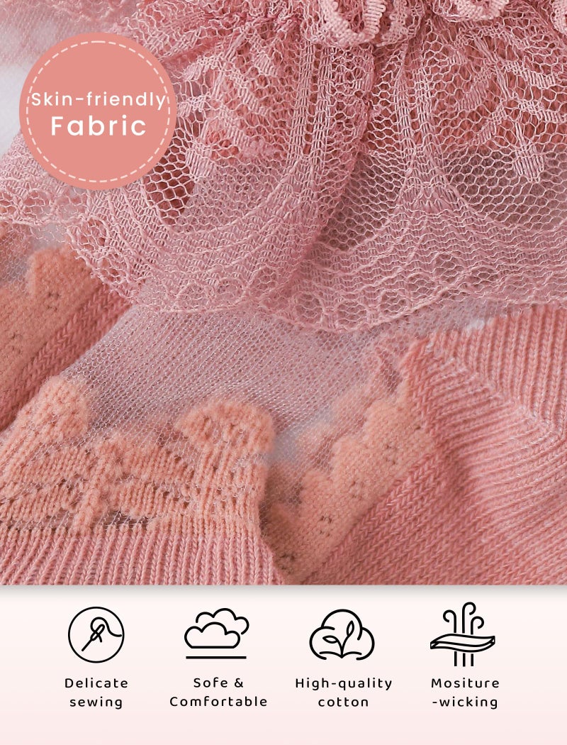 CHUNG Baby Toddler Girls Princess Cotton Frilly Socks Lace Ruffle Pack of 4/5/6 Thin Mesh Summer for Dress (3-12M, Crystal 6 pairs) - Image 5