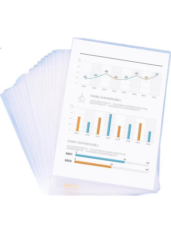 Comix Thick 100-Pack A4 Transparent File Sleeves, L-Shaped File Folders, Single-Sheet Two-Page Document Pouches, Receipt Storage, File Express Pouch Ea312 - Image 3