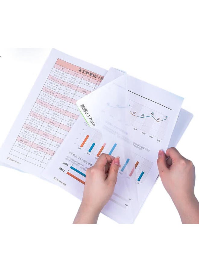 Comix Thick 100-Pack A4 Transparent File Sleeves, L-Shaped File Folders, Single-Sheet Two-Page Document Pouches, Receipt Storage, File Express Pouch Ea312 - Image 1