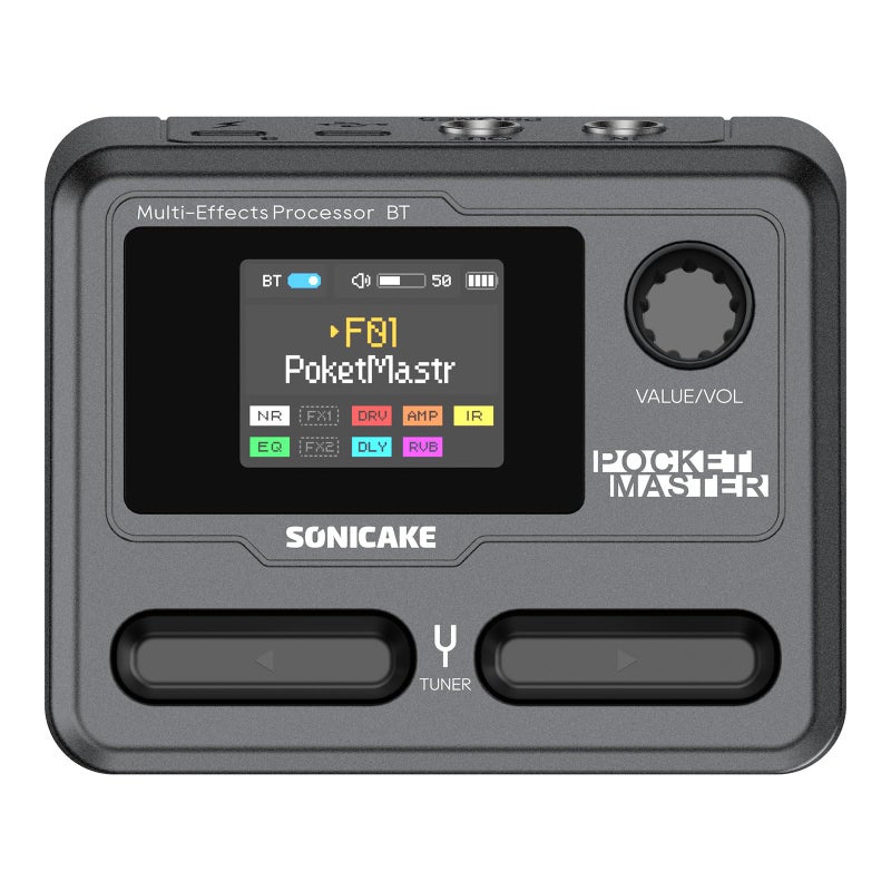 SONICAKE Pocket MasterPortable Multi Effects Pedal 100 Builtin GuitarBassAcoustic Effects Amp Modeling IR Cabinets Simulation Stereo OTG USB Audio Interface Rechargeable Guitar Pedal Black - Image 2