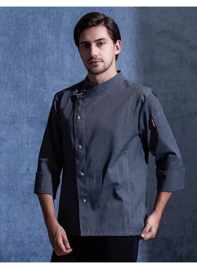 NIBEMINENT Chef Overalls Men's  Summer Dining Hotel Restaurant Kitchen Breathable Kitchen Clothes Breathable - Image 1