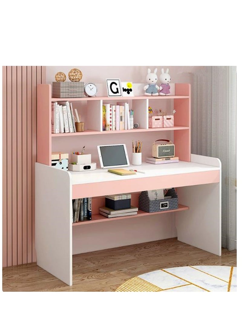 Golden - Kids Desks, Kid Study Table, Adjustable Lifting Height Children Desk, Multifunctional Children's Reading Activity Desk, with Multi-Tier Large-Capacity Bookshelf, for Student Write Study, 100x48x136cm - Image 1
