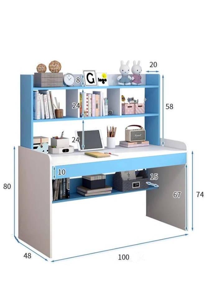 Golden - Kids Desks, Kid Study Table, Adjustable Lifting Height Children Desk, Multifunctional Children's Reading Activity Desk, with Multi-Tier Large-Capacity Bookshelf, for Student Write Study, 100x48x136cm - Image 1