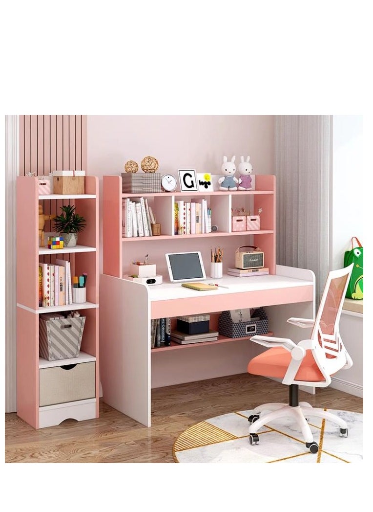 Golden - Kids Desks, Kid Study Table, Adjustable Lifting Height Children Desk, Multifunctional Children's Reading Activity Desk, with Multi-Tier Large-Capacity Bookshelf, for Student Write Study, 100x48x136cm - Image 1