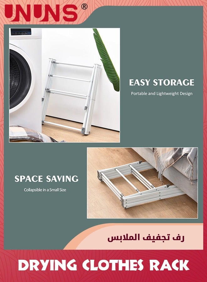 UNUNS Foldable Clothes Drying Rack,3-Tier Collapsible Clothing Dryer,Adjustable Towel Rack For Air Drying Clothing,Bed Linen,Clothing,Socks,Scarves,White - Image 4