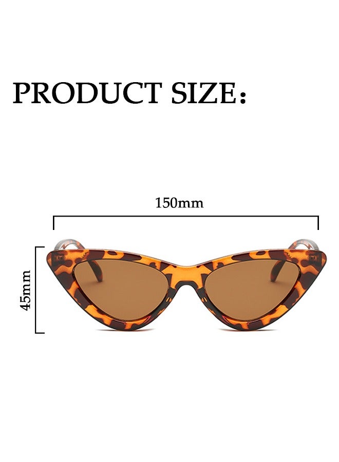 2 Pcs Couple Outdoors Beach Sunglasses, UV Protection Plastic Frame Colorful Translucent Vintage Leopard Print Goggles, Triangle Clear Shades - Image 2