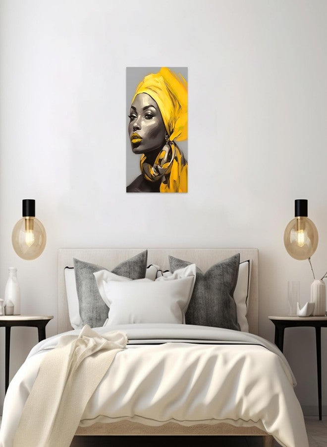 CCWACPP African Women Wall Art Beauty Abstract Yellow Hair Black Woman Pictures African American Canvas Art Print Living Room Bedroom Decor Frame (Yellow lips, 12x18inch) - Image 4