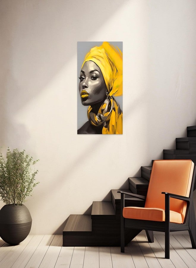 CCWACPP African Women Wall Art Beauty Abstract Yellow Hair Black Woman Pictures African American Canvas Art Print Living Room Bedroom Decor Frame (Yellow lips, 12x18inch) - Image 2
