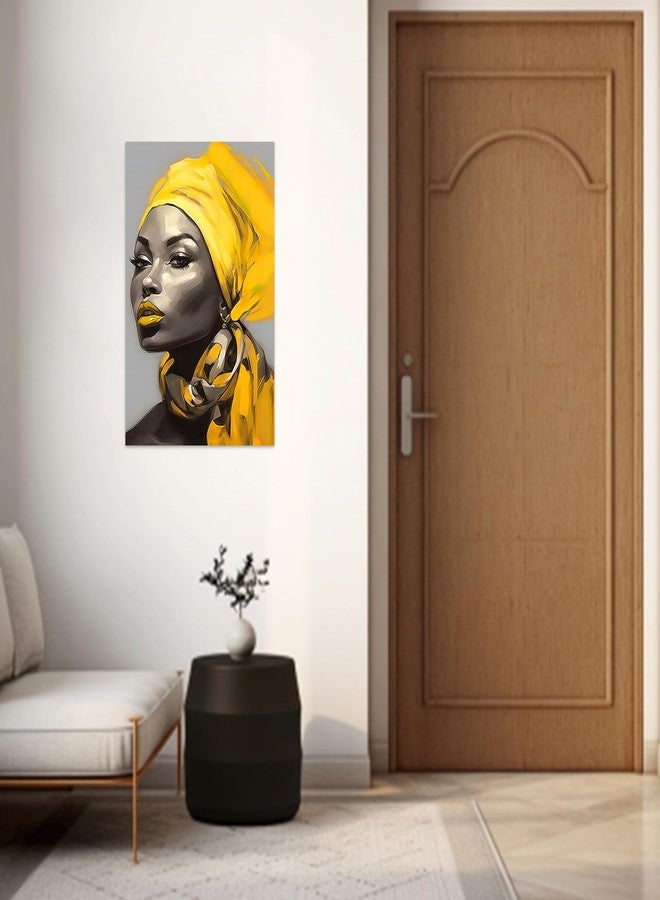 CCWACPP African Women Wall Art Beauty Abstract Yellow Hair Black Woman Pictures African American Canvas Art Print Living Room Bedroom Decor Frame (Yellow lips, 12x18inch) - Image 3