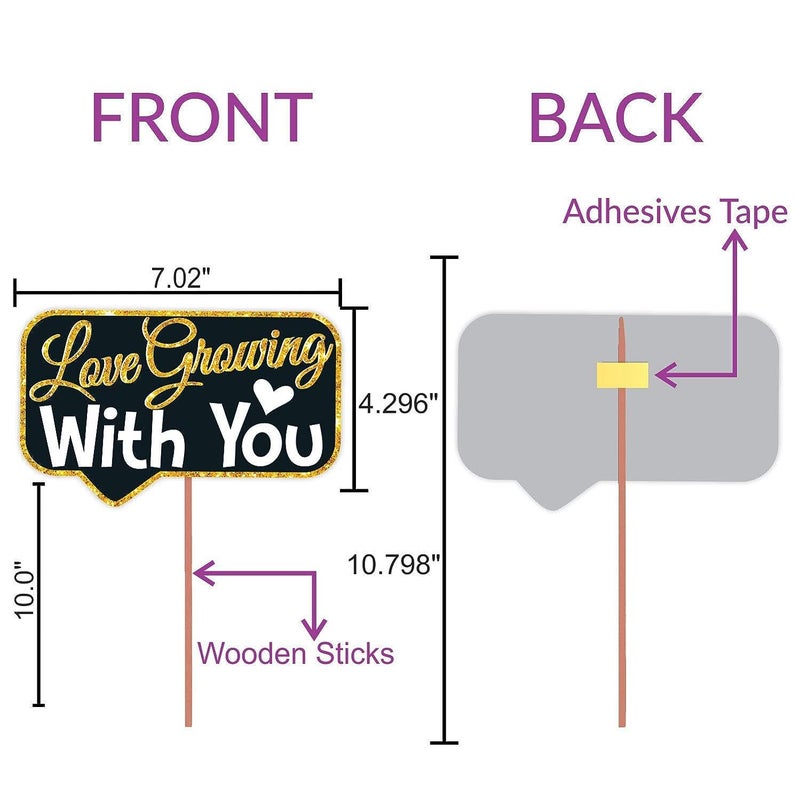 Wobbox 10th Anniversary Photo Booth Party Props DIY Kit with 10th Anniversary Bunting Banner, Golden Gliter & Black, Anniversary Party Decoration - Image 3