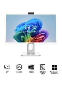 Kaulle 27 Inch All In One Desktop Computer, Intel Core i5-12500H, Windows 11 Pro, 16GB RAM, 512GB SSD, 5G Wi-Fi, Bluetooth 4.2, All In One PC With Keyboard And Mouse White DK270FB  - Image 1