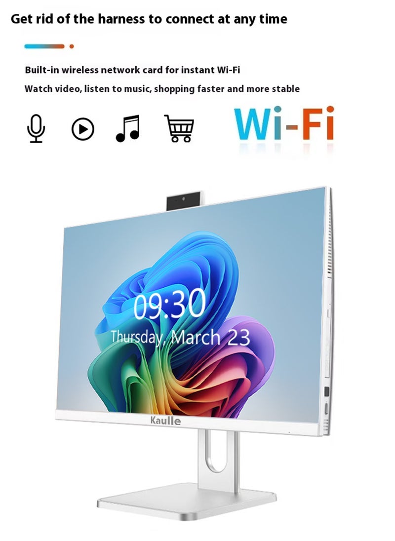 Kaulle - 27 Inch All In One Desktop Computer, Intel Core i5-12500H, Windows 11 Pro, 16GB RAM, 512GB SSD, 5G Wi-Fi, Bluetooth 4.2, All In One PC With Keyboard And Mouse White DK270FB - Image 1
