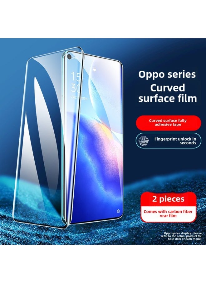 Generic For Opporeno5 Tempered Film 6/7/8Pro/4SE Full Screen HD Mobile Phone Film A72/A93/A11/A-Colour:2 Pieces丨[9d Curved Full Screen Full Coverage] Hot-bent Diamond Film*comes With Back Film`-Size:OPPO K5  - Image 1