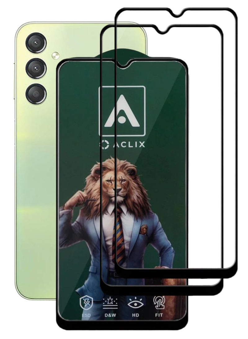 ACLIX 2 Pieces Antistatic ESD Dustproof Premium Quality High Definition Tempered Glass Screen Protector Designed For Samsung Galaxy A24 4G - Image 1