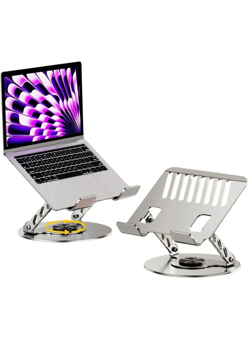JBQ Adjustable Aluminum Laptop Stand – 360° Rotating Ergonomic Riser for Desk, Foldable & Ventilated Holder for Office and Home - Image 1