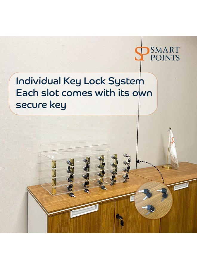 "سمارت بوينتس  " خزانة تخزين الجوالات بـ20 خانة – مصنوعة من الأكريليك الشفاف مع أقفال منفصلة – منظم آمن للمدارس والمكاتب والمراكز التدريبية - Image 4