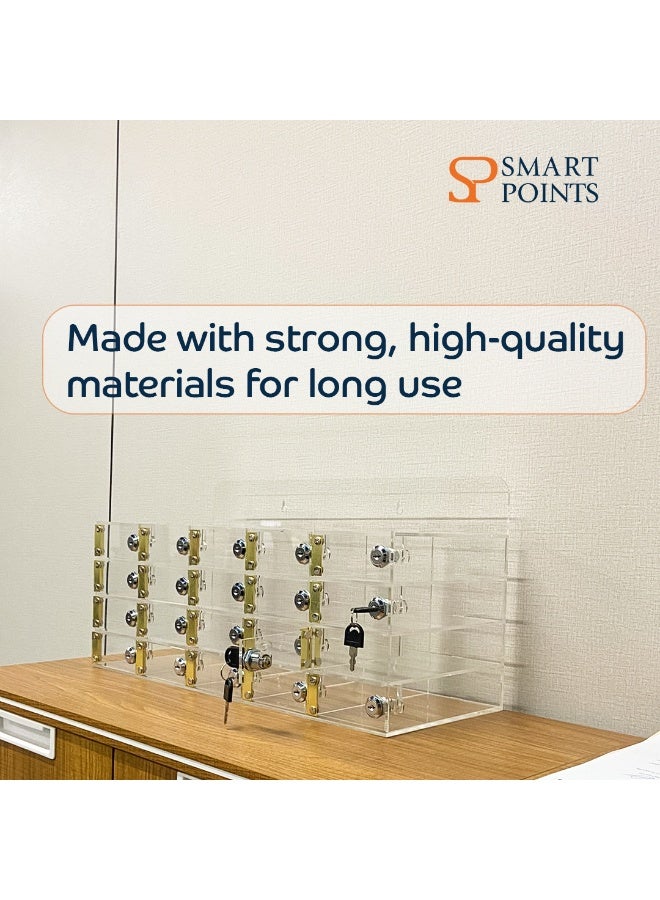 "سمارت بوينتس  " خزانة تخزين الجوالات بـ20 خانة – مصنوعة من الأكريليك الشفاف مع أقفال منفصلة – منظم آمن للمدارس والمكاتب والمراكز التدريبية - Image 5