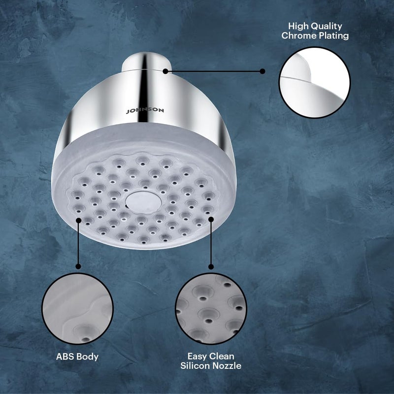Johnson Bathrooms Dew Single Flow Round Overhead Shower Without Shower ArmABS MaterialRotating Head Overhead ShowerSingleFlow Setting AntiCorrosionEasyClean1 Year WarrantyS0816CAMZ Chrome - Image 3
