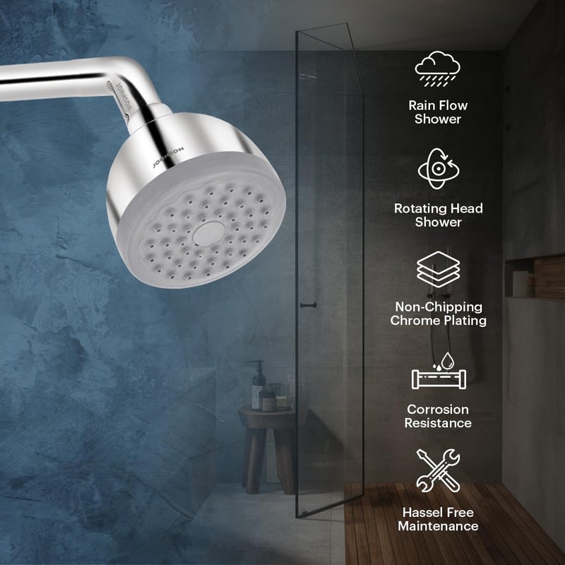 Johnson Bathrooms Dew Single Flow Round Overhead Shower Without Shower ArmABS MaterialRotating Head Overhead ShowerSingleFlow Setting AntiCorrosionEasyClean1 Year WarrantyS0816CAMZ Chrome - Image 4