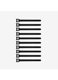 GrunX GrunXDuck Reusable Velcro Cable Ties Twist Ties Multipurpose Cable Organiser Hook Loop Ties For Home Office Pack of 10 Pieces Black  - Image 1