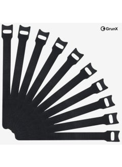 GrunX GrunXDuck Reusable Velcro Cable Ties Twist Ties Multipurpose Cable Organiser Hook Loop Ties For Home Office Pack of 10 Pieces Black  - Image 3