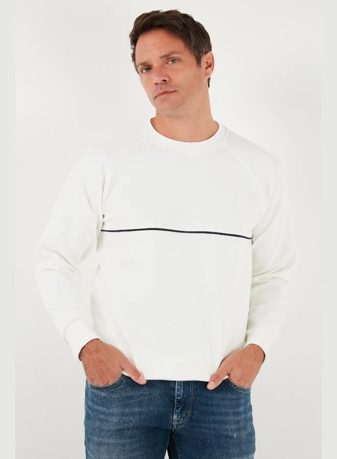 Buratti  Buratti Cotton Striped Detail Relaxed Fit Crew Neck Sweatshirt Men's SWEAT 5901227 for Men | Best Price UAE