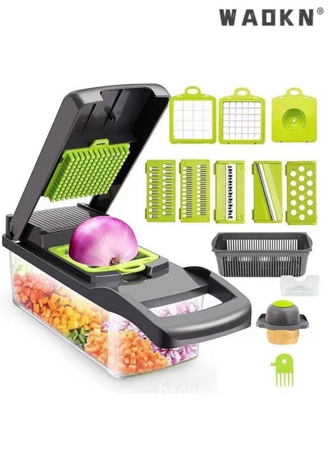 Multi functional vegetable cutter, grid cutting, kitchen small tool, 12 pieces, slicing and planing machine