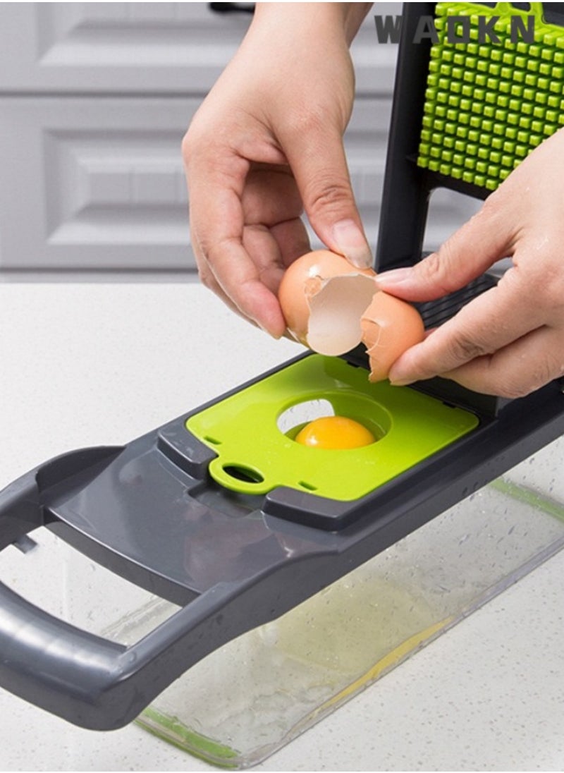WAOKN - Multi functional vegetable cutter, grid cutting, kitchen small tool, 12 pieces, slicing and planing machine - Image 1
