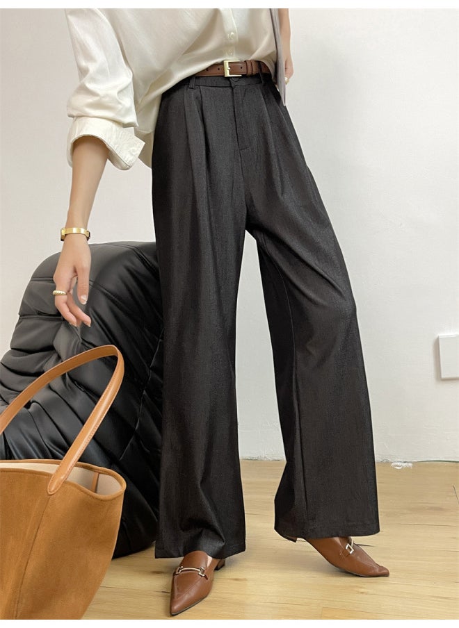 Generic Casual Suit Pants Women's Autumn Tencel Jeans Women's High Waist Slim Wide Leg Pants Long Floor Pants X2392 