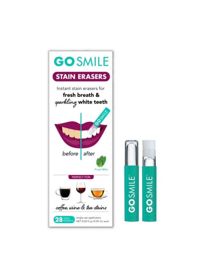 Go Smile - Teeth Whitening Stain Erasers, (28 Single-Use, Applicators), On-The-Go Instant Teeth Cleaning, Removes Coffee, Red Wine And Tea Residue From Teeth Before Stains Set In, Mint Flavored - Image 1