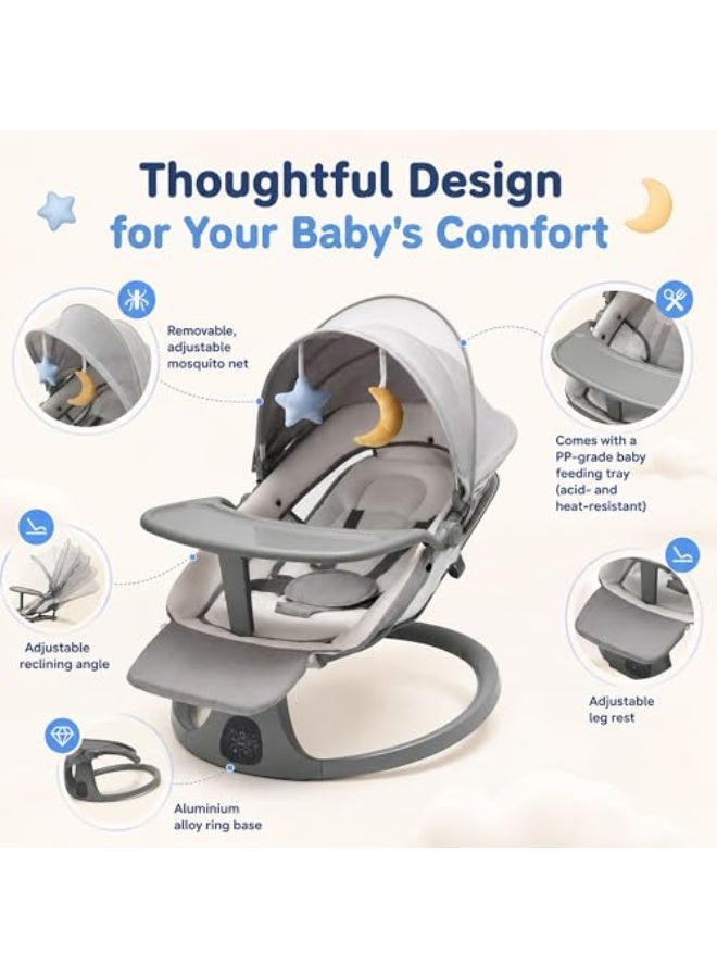 Baby Rocking Chair with Music & Vibration, Foldable Baby Bouncer Seat, Lightweight Infant Rocker Recliner for Newborns & Toddlers (High end flagship version) - Image 4