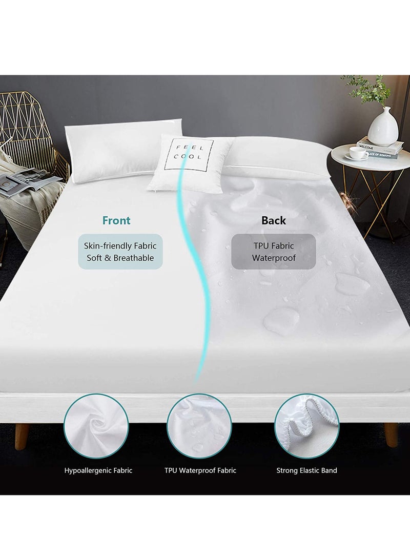 FMJ Mattress Protector Full Size Waterproof Mattress Cover Soft Breathable Noiseless  - Image 4