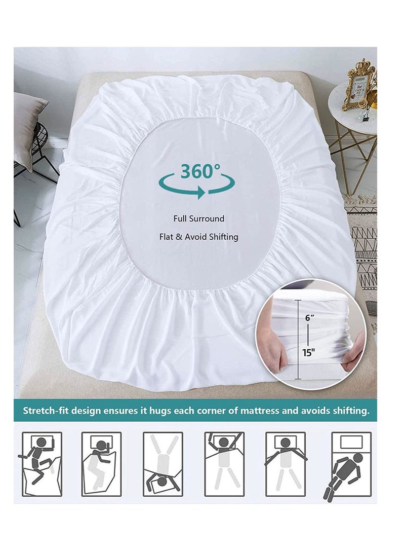 FMJ Mattress Protector Full Size Waterproof Mattress Cover Soft Breathable Noiseless  - Image 5