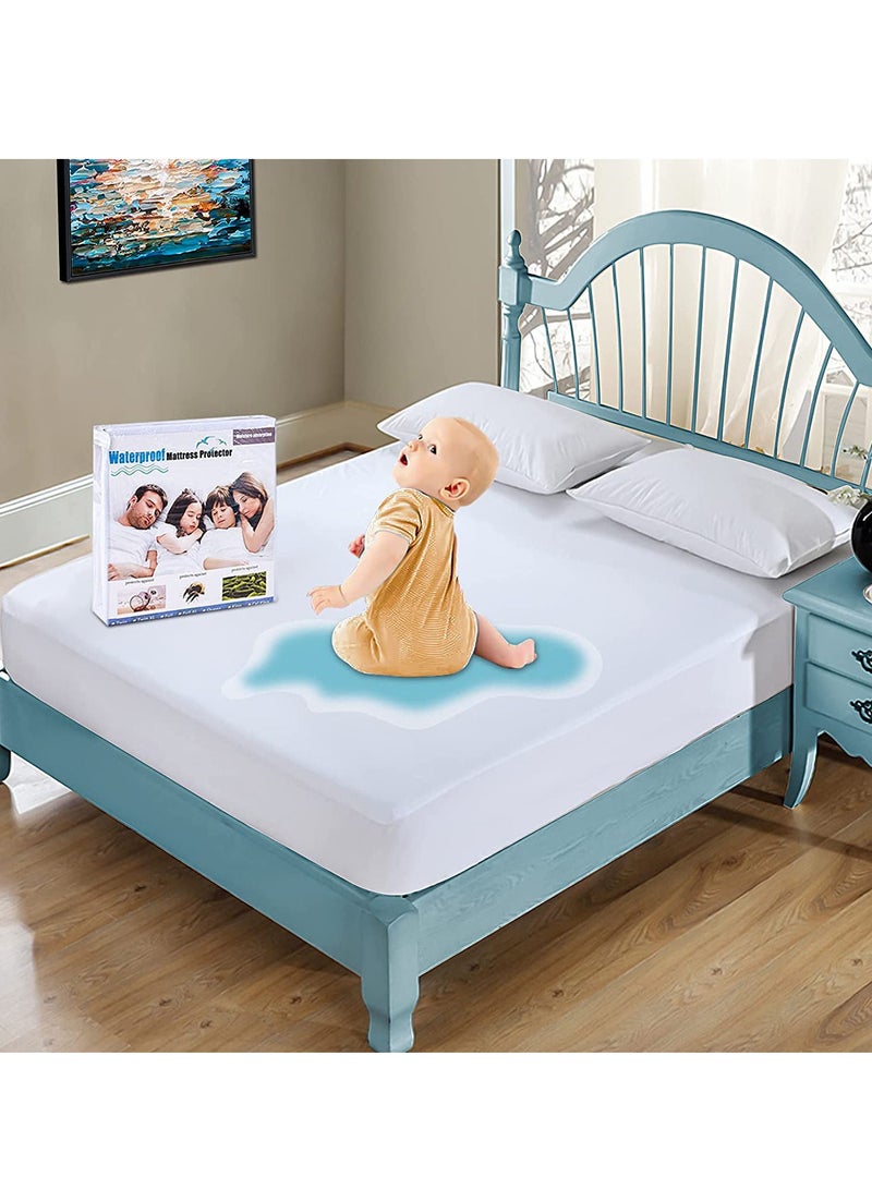 FMJ Mattress Protector Full Size Waterproof Mattress Cover Soft Breathable Noiseless  - Image 1
