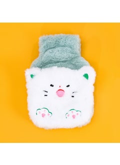 Generic Cartoon Plush Cute Hand Warmer Hot Water Bag Green and white cat 