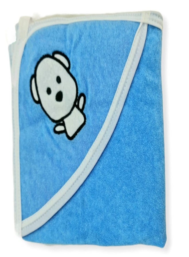 First Kick Baby Cotton Bath Towels New Born Combo Pack Of Hooded Soft Wrapping Towel Pack Of 2 (70 Cm X 66 Cm) Set Of 2, Blue - Image 2
