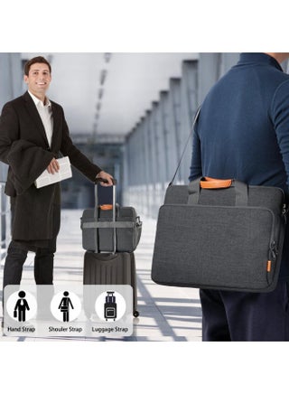 15.6 inch Laptop Bag,Large Capacity Business Handbag,Protective Laptop Sleeve,Laptop Computer PC Shoulder Bag Carrying Case,Water-Repellent Fabric Briefcase for Men and Women Work Office(Grey) - view 2